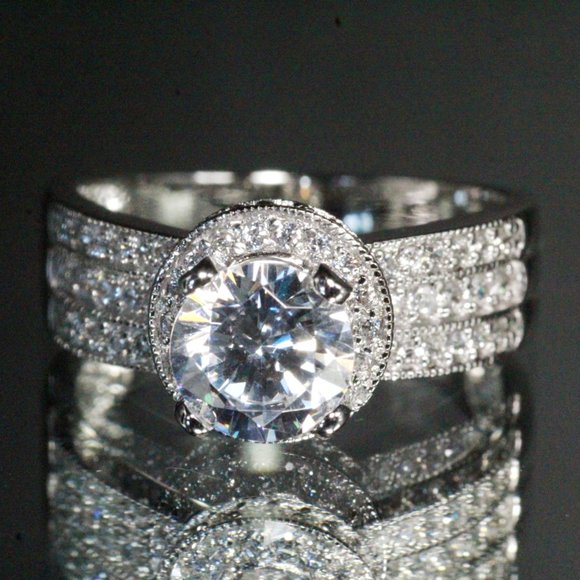 QVC New Sterling Silver CZ Crystal Marked SW Ring - Picture 1 of 8